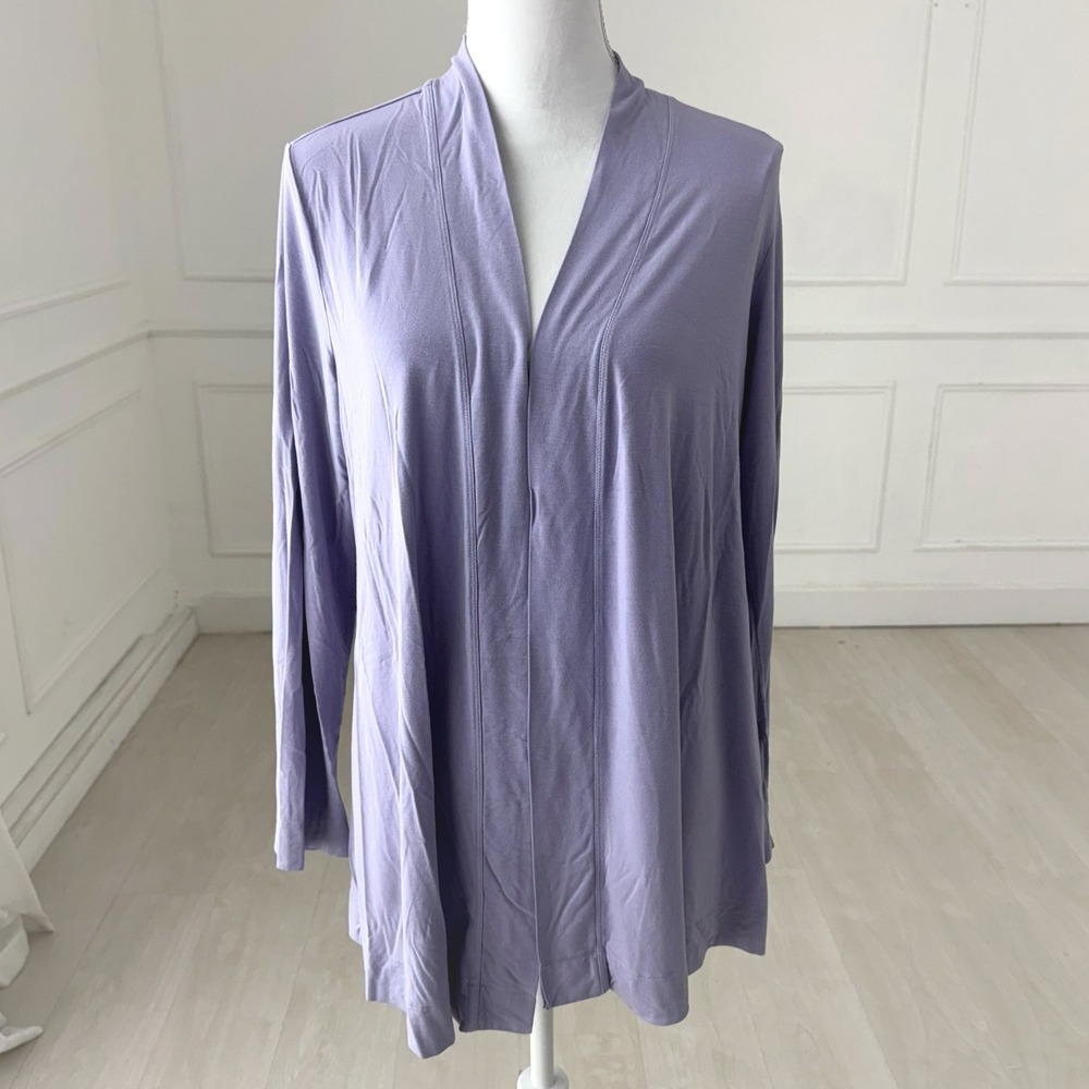 Soma Cardigan Womens Large Purple Open Front‎ Lightweight Rayon Spandex Stretch